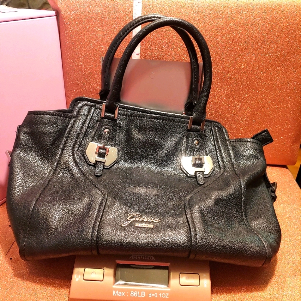 Guess Satchel Black Leather Purse Handbag